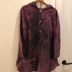 Lightweight cotton gauze tie dye hoodie tunic